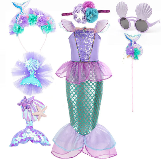 Little Mermaid Princess Costume Ariel Dress for Girls