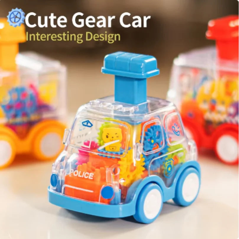 Transparent Gear Car Toy Inertia Push and Go Car for Kids