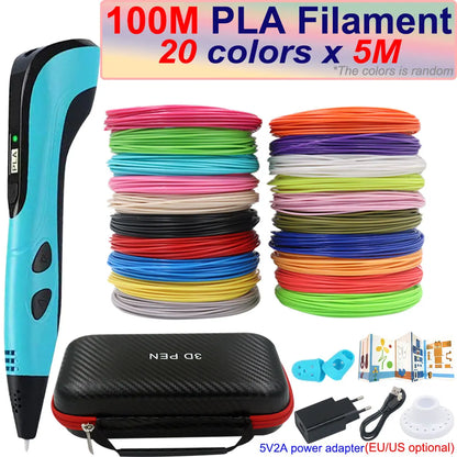 3D Printing Pen for Kids with LCD Screen & 200M PLA Filament
