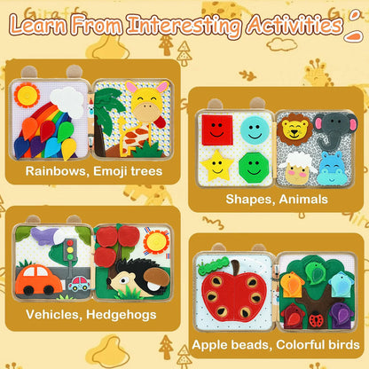 Montessori Busy Book Giraffe Sensory Learning Quiet Toy