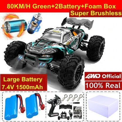 1:16 4WD High-Speed RC Monster Truck – 80KM/H Brushless Off-Road Racing Car