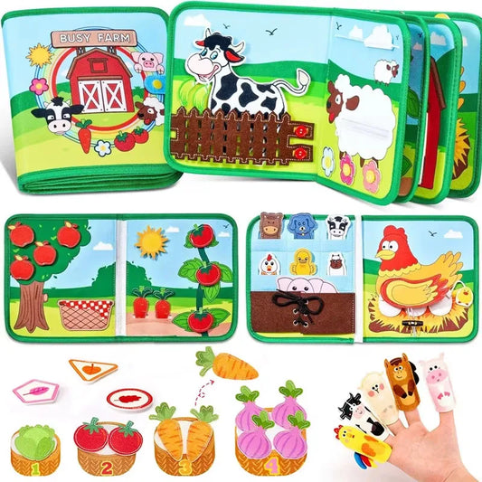 Montessori Busy Book Farm Animal Felt Learning Toy
