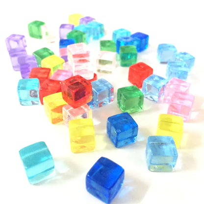 Transparent Cube Game Pieces Set – 50PCS Colorful Crystal Cubes