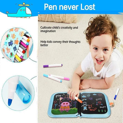 Reusable Doodle Book for Kids with 12 Watercolor Pens
