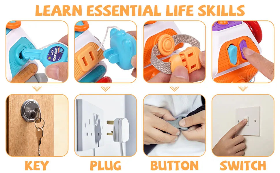 Baby Busy Board Cube Montessori Sensory Activity Toy