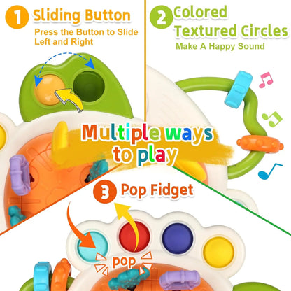 Pull String Sensory Toy Silicone Montessori Baby Teether
