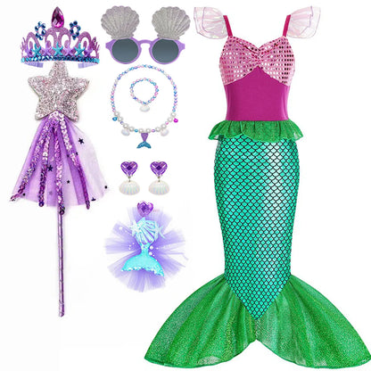 Little Mermaid Princess Costume Ariel Dress for Girls