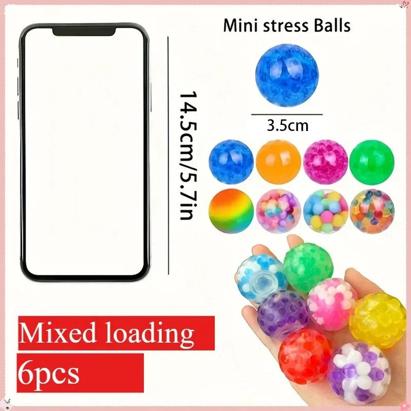 6PCS Stress Relief Balls – Rainbow Sensory Fidget Toy Set