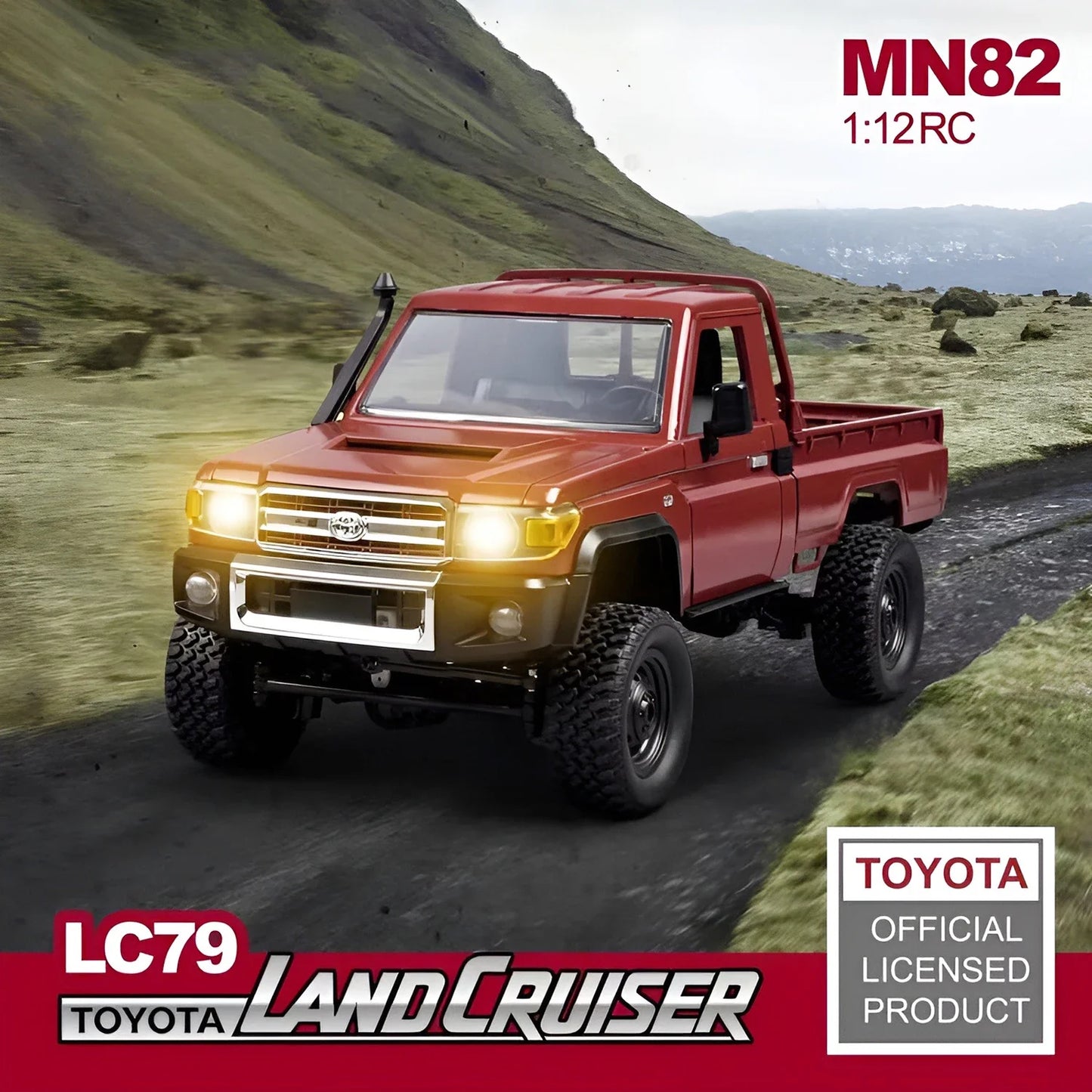 MN82 4WD RC Off-Road Pickup Truck with LED Lights 1:12 Scale