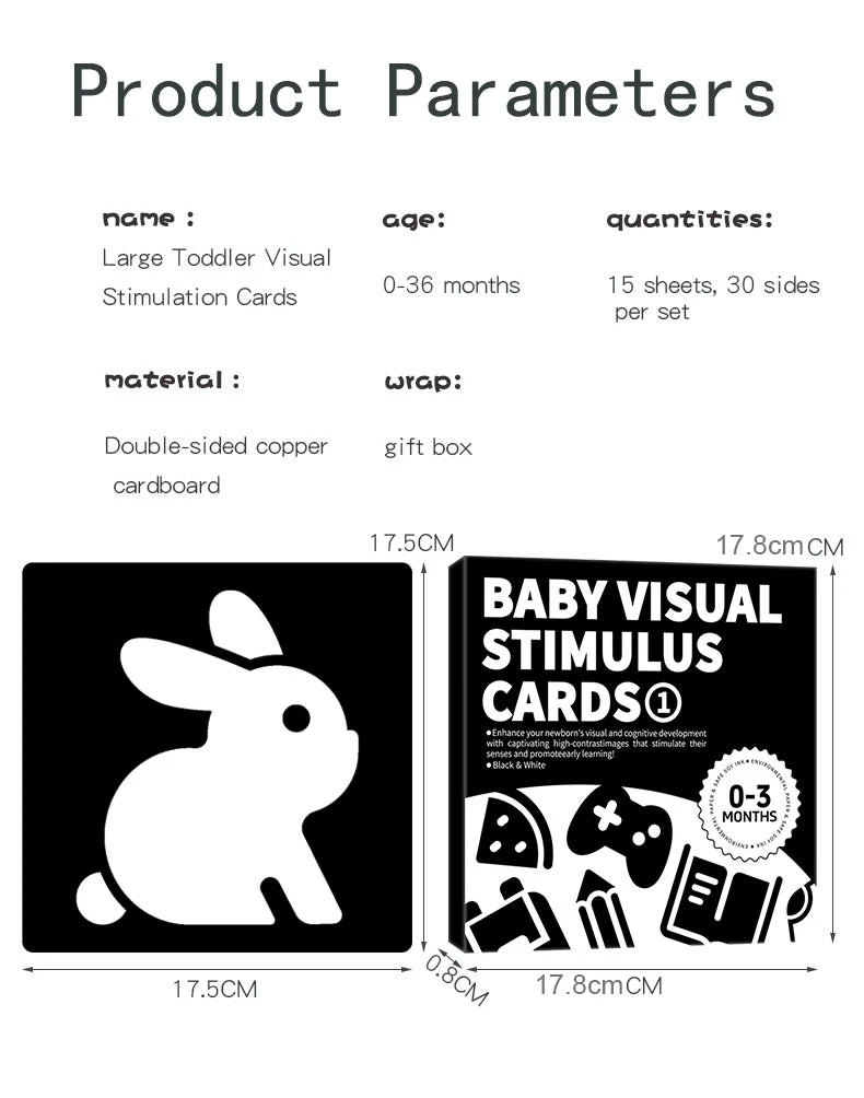 Baby Visual Stimulation Cards Montessori High Contrast Flash Cards