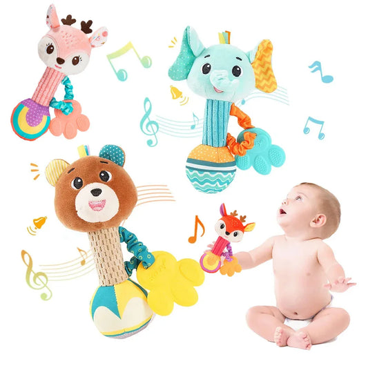 Soft Animal Baby Rattle Hand Grip Sensory Toy
