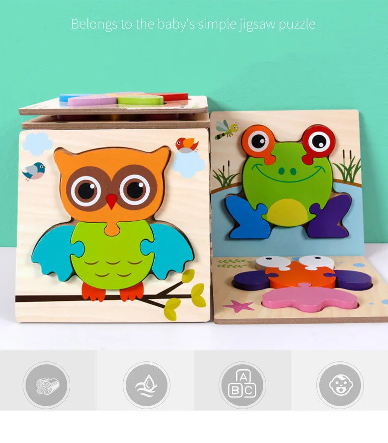 Wooden Animal Puzzle 3D Montessori Educational Toy