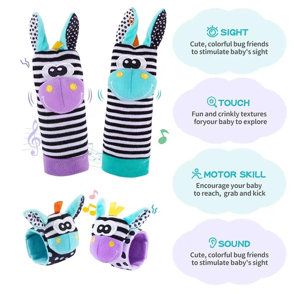 Baby Rattle Socks – Wrist Rattle & Foot Finder Toy Set