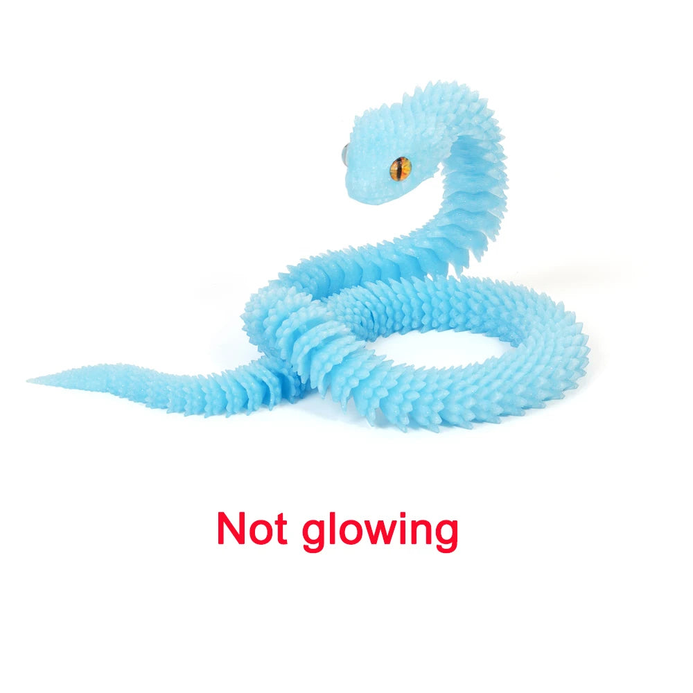 3D Printed Snake Figurine – Luminous Articulated Snake Decor