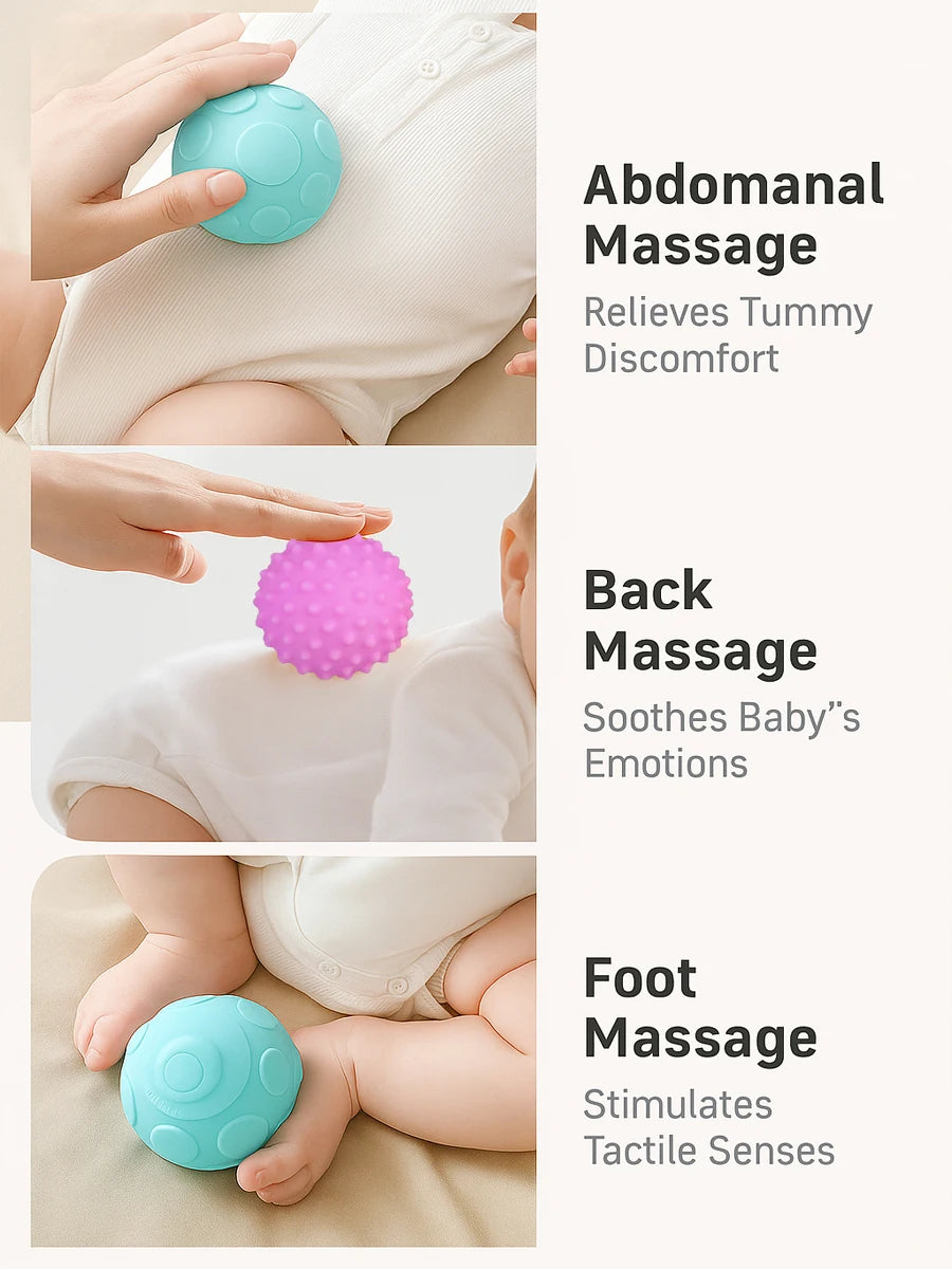 Baby Sensory Balls 6 Piece Silicone Montessori Teething Toy Set