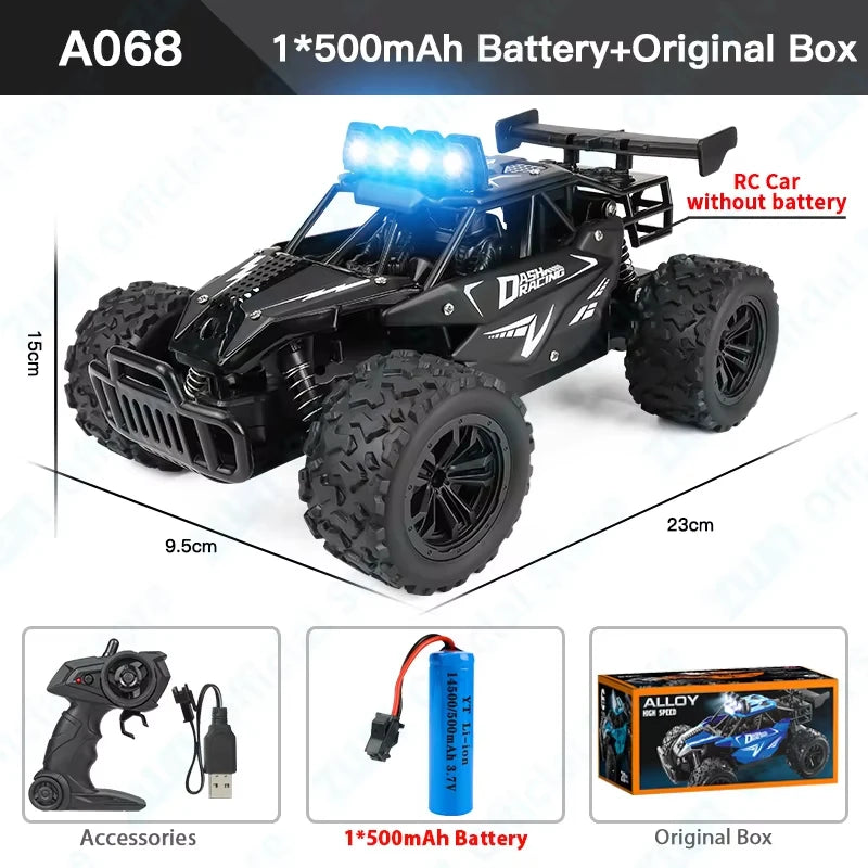 ZWN 1:16 RC Off-Road Car with LED Lights – 2.4GHz Remote Control Climbing Vehicle