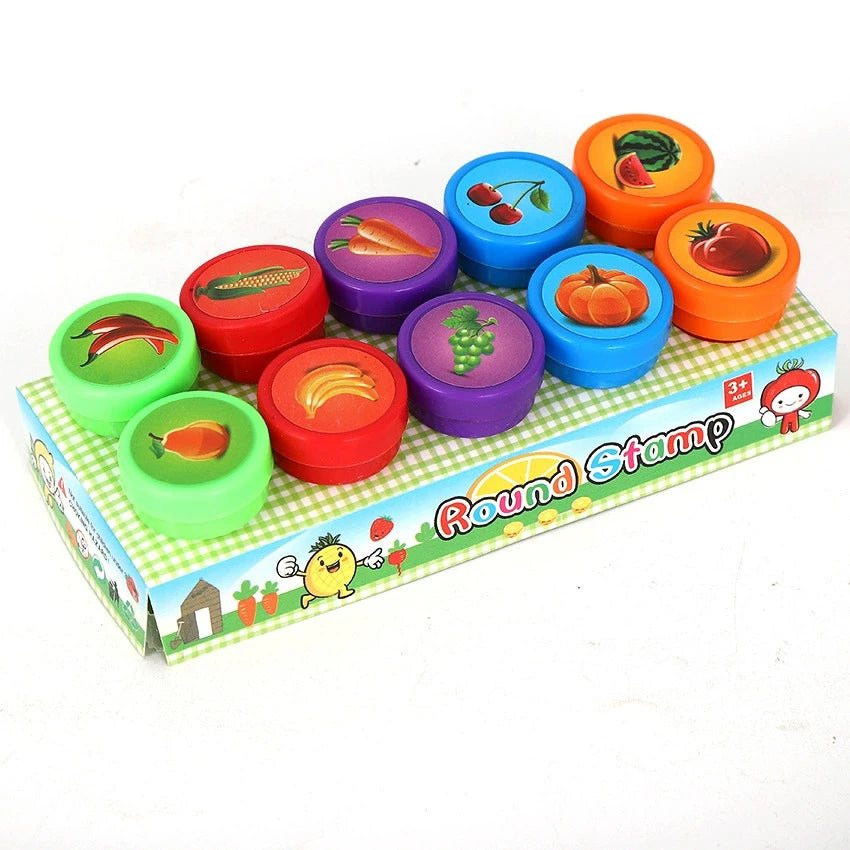 10PCS Kids Self Ink Stamps Set for DIY Crafts