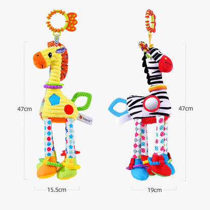 Baby Plush Rattle Toy with Teether Giraffe Zebra Handbell