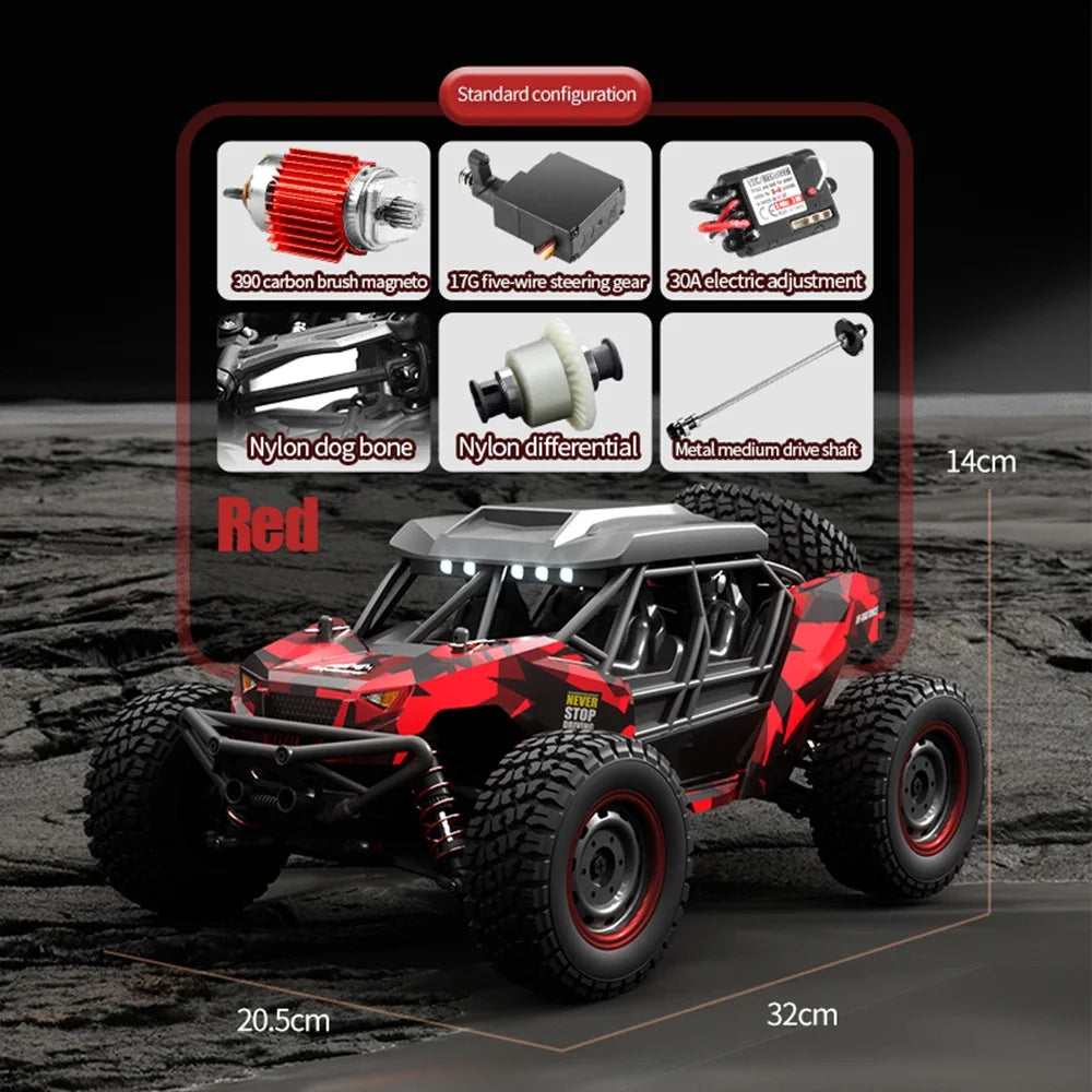 16106 1:16 4WD RC Monster Truck – 50KM/H High-Speed Off-Road Car with LED Lights