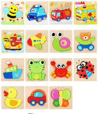 3D Wooden Puzzle Cartoon Animal & Traffic Learning Toy