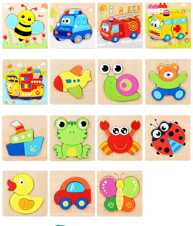 Wooden Animal Puzzle 3D Montessori Educational Toy