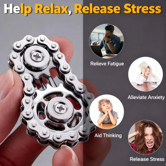 Metal Fidget Spinner – Gear & Bike Chain Fingertip Spinner