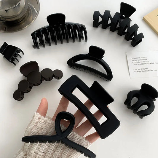 Black Geometric Hair Claw Clip for Women Long Hair
