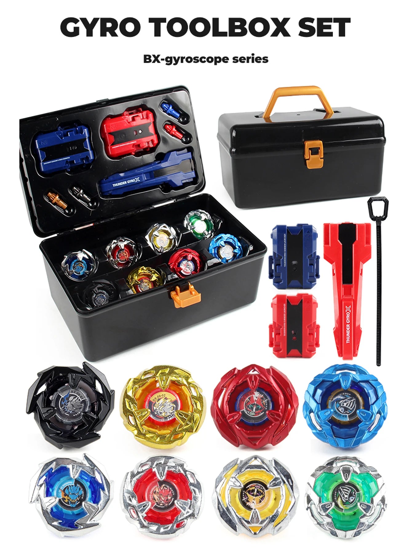 Metal Battle Tops Set with Launchers & Storage Box