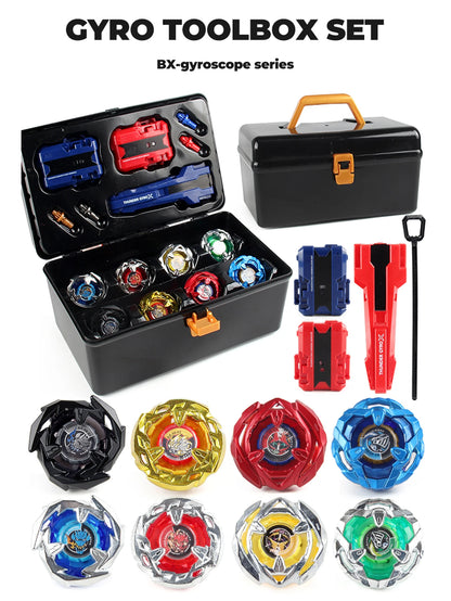 Metal Battle Tops Set with Launchers & Storage Box