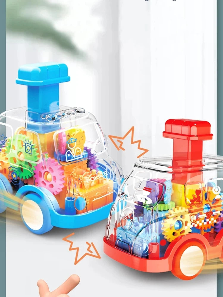 Transparent Gear Car Toy Inertia Push and Go Car for Kids