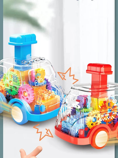 Transparent Gear Car Toy Inertia Push and Go Car for Kids