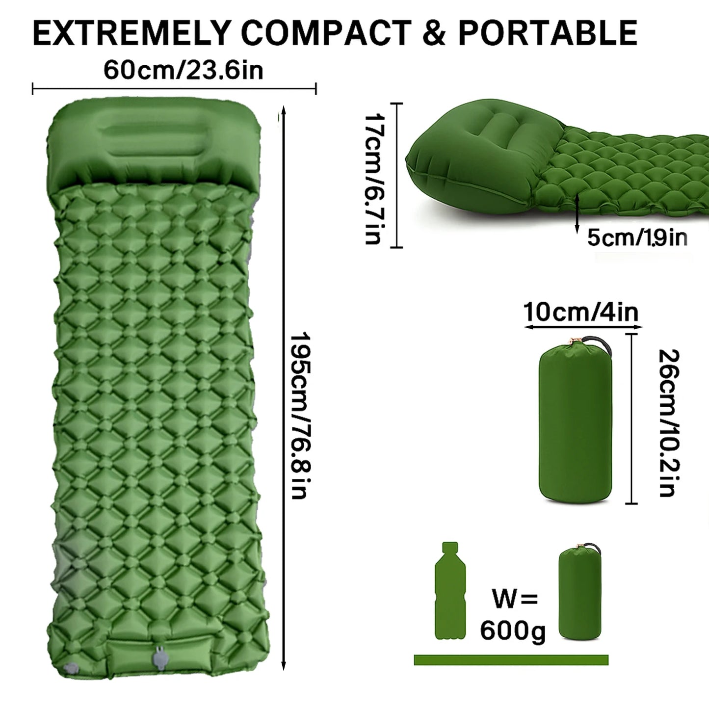 Camping Sleeping Pad – Ultralight Inflatable Air Mattress