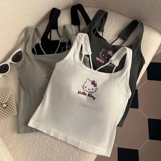 Hello Kitty Printed Tank Top – Cute Summer Cami with Built-In Padding