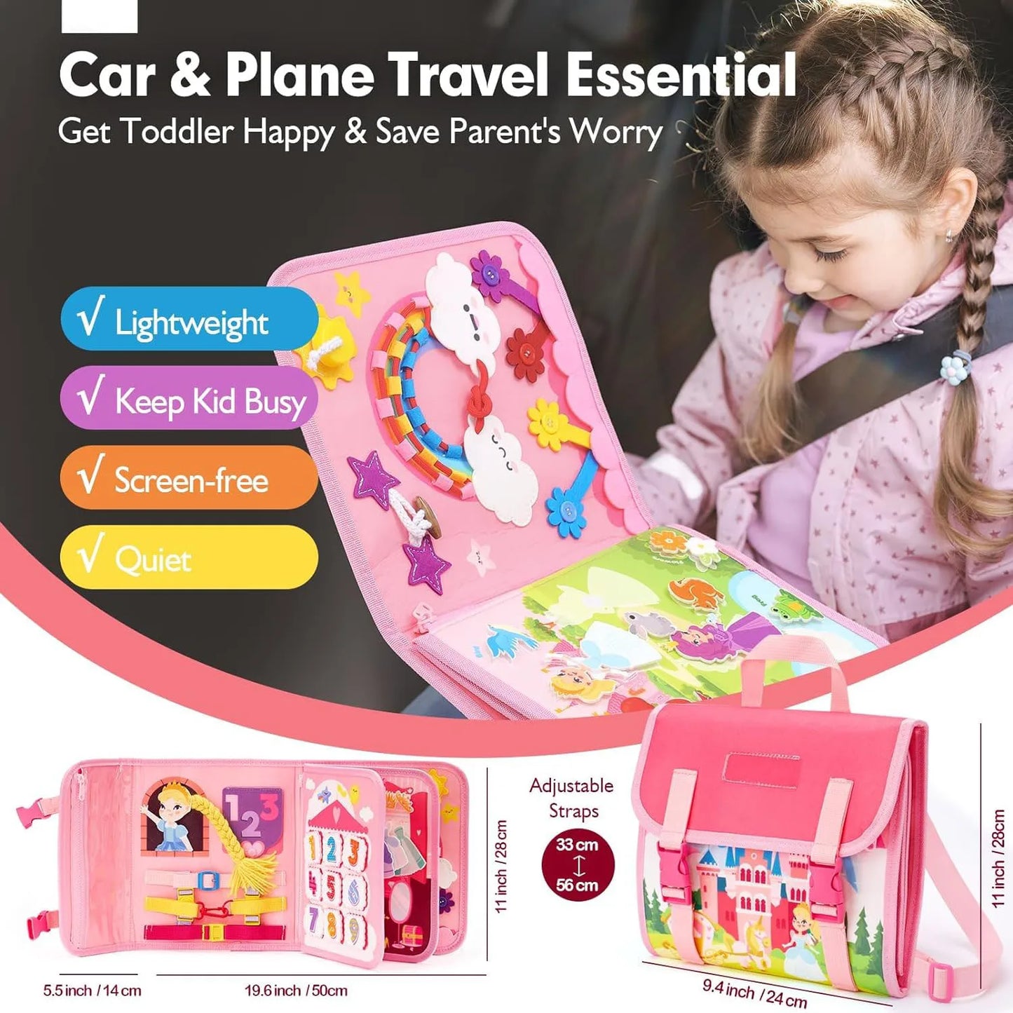 Toddler Busy Board Backpack Montessori Learning Activity Toy