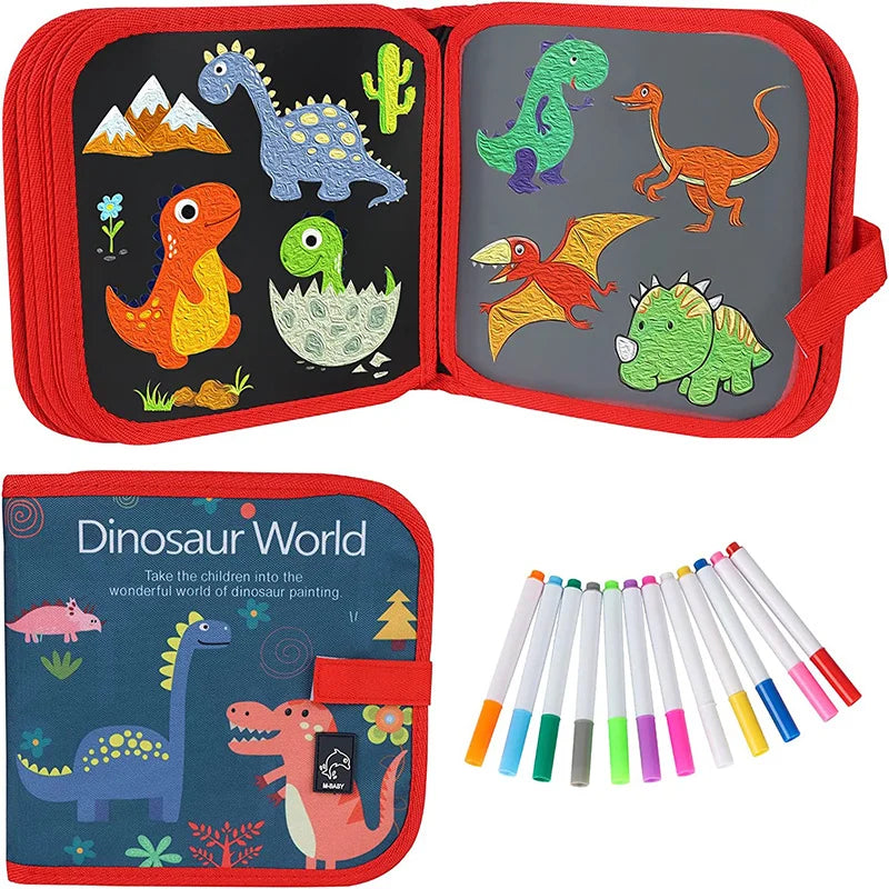 Reusable Doodle Book for Kids with 12 Watercolor Pens