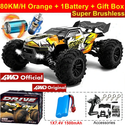 1:16 4WD High-Speed RC Monster Truck – 80KM/H Brushless Off-Road Racing Car