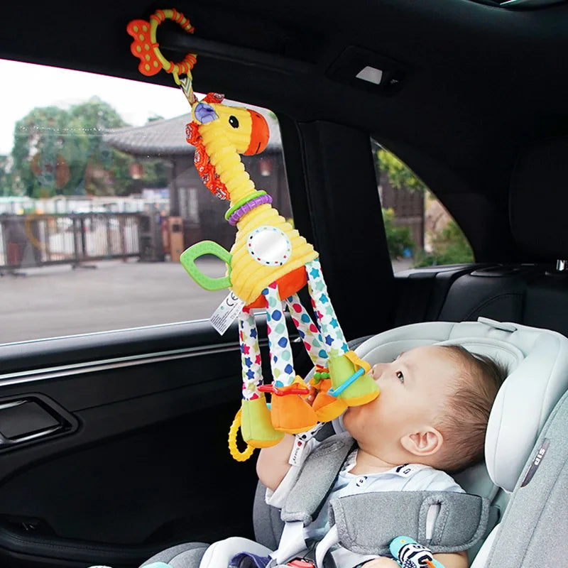 Baby Plush Rattle Toy with Teether Giraffe Zebra Handbell