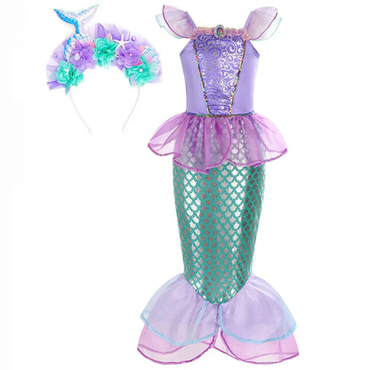 Little Mermaid Princess Costume Ariel Dress for Girls