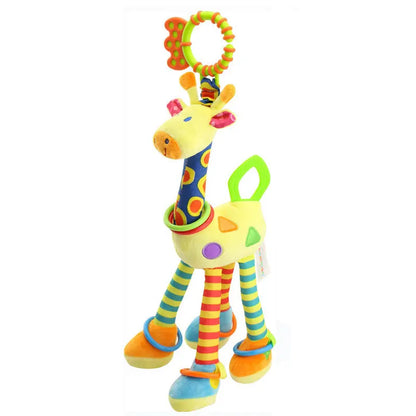 Baby Plush Rattle Toy with Teether Giraffe Zebra Handbell