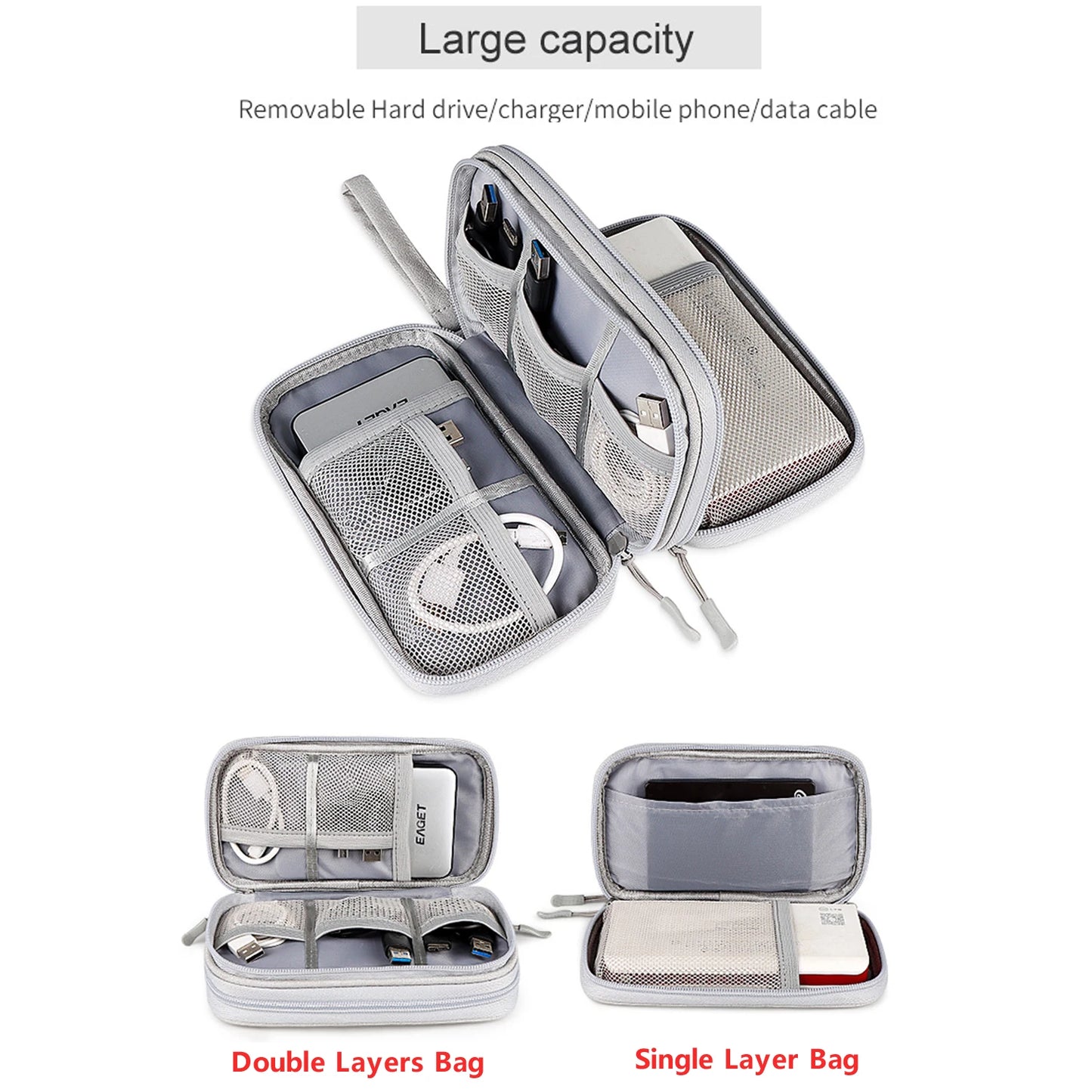 Electronic Cable Organizer Bag Waterproof Travel Storage Case