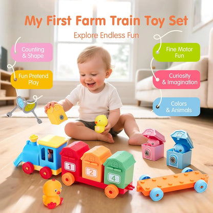 Montessori Farm Train Counting & Sorting Learning Toy Set
