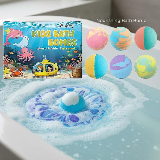 Kids Bath Bomb Gift Set Colorful Fizzy Spa Balls 6 Pack