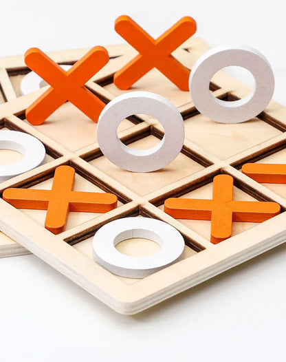 Wooden Tic Tac Toe Game Montessori XO Puzzle Board Toy