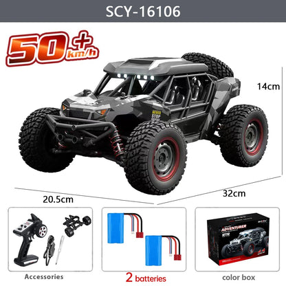 16106 1:16 4WD RC Monster Truck – 50KM/H High-Speed Off-Road Car with LED Lights