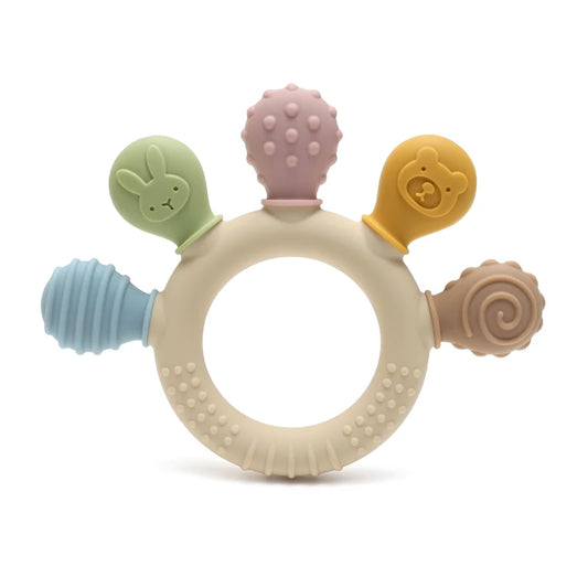Silicone Baby Ring Teether Sensory Chew Toy for Infants