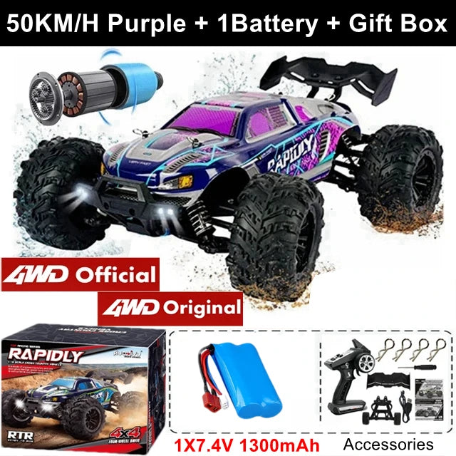 1:16 4WD High-Speed RC Monster Truck – 80KM/H Brushless Off-Road Racing Car