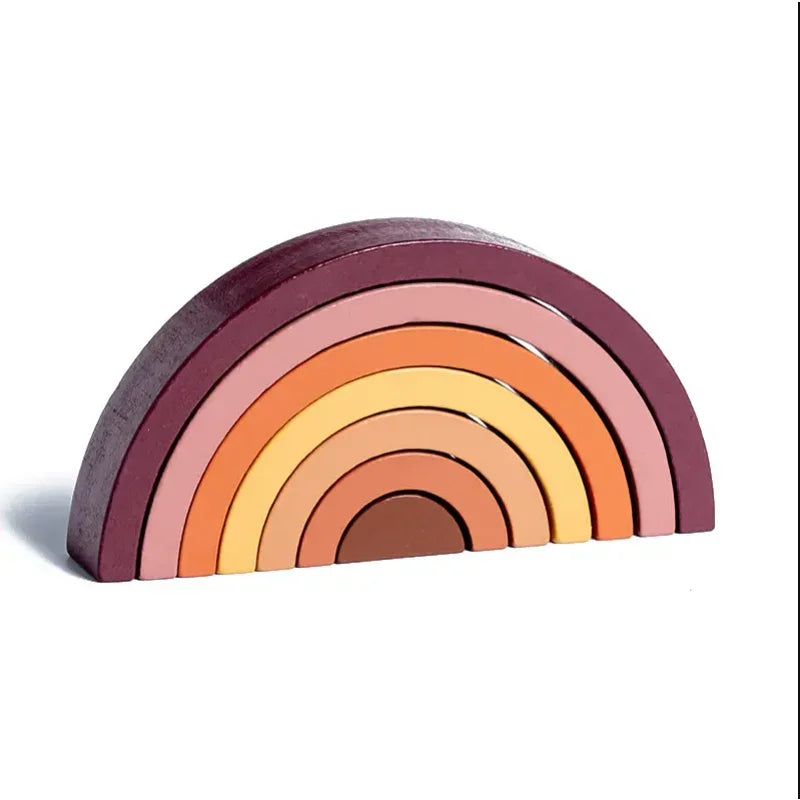 Rainbow Wooden Building Blocks Montessori Stacking Toy