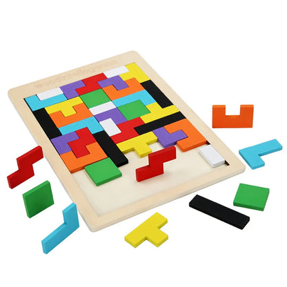 Wooden Tangram Puzzle Montessori Geometric Learning Blocks