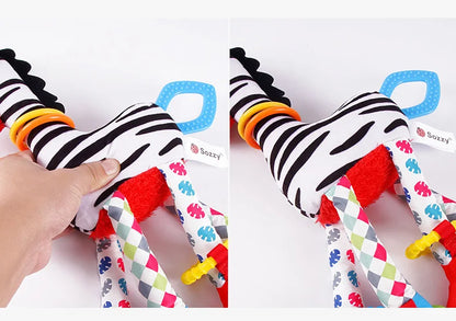 Baby Plush Rattle Toy with Teether Giraffe Zebra Handbell