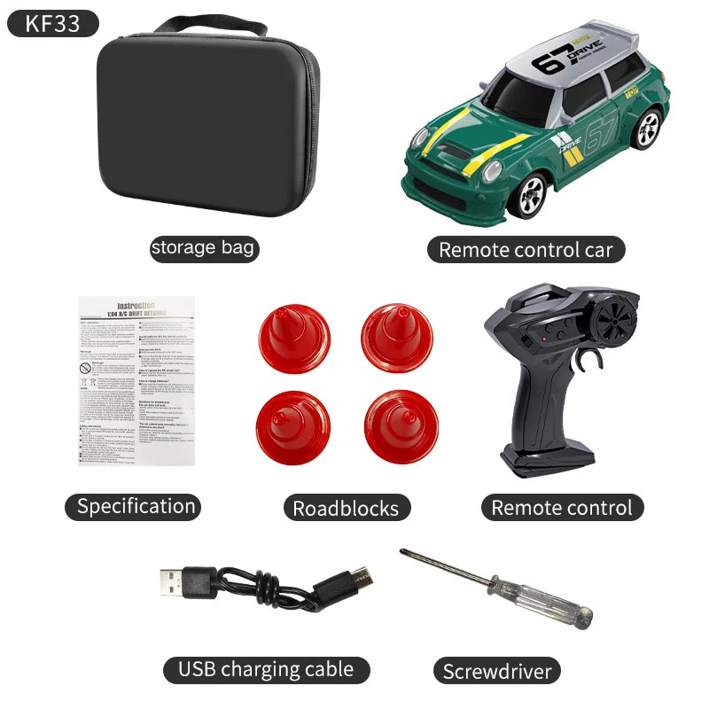 KF20 1:64 Mini RC Drift Car – 4WD Desktop Racing Remote Control Car